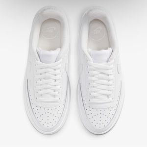 Nike Court Vision Alta Leather platform sneakers in triple white